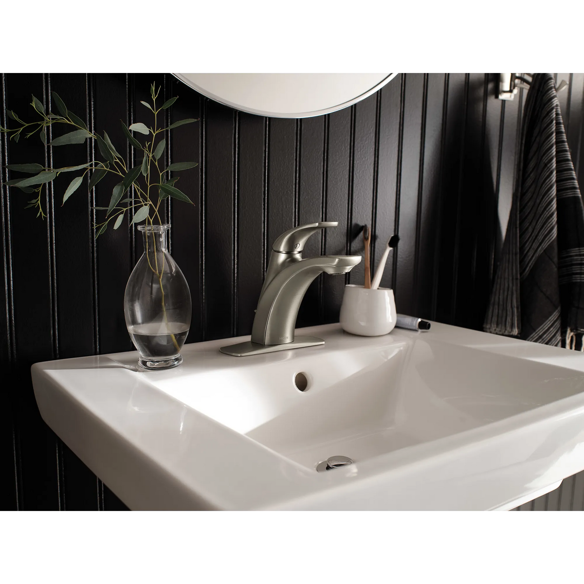 Moen Zarina Single-Handle High-Arc Bathroom Faucet L84533 in Spot Resist Brushed Nickel (L84533SRN) - view 2