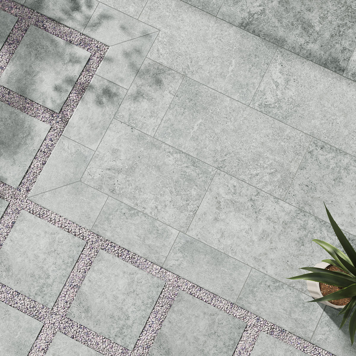 MSI Lunar Silver 24 x 24 Matte Porcelain paver (LPAVNLUNSIL2424) – MSI room scene