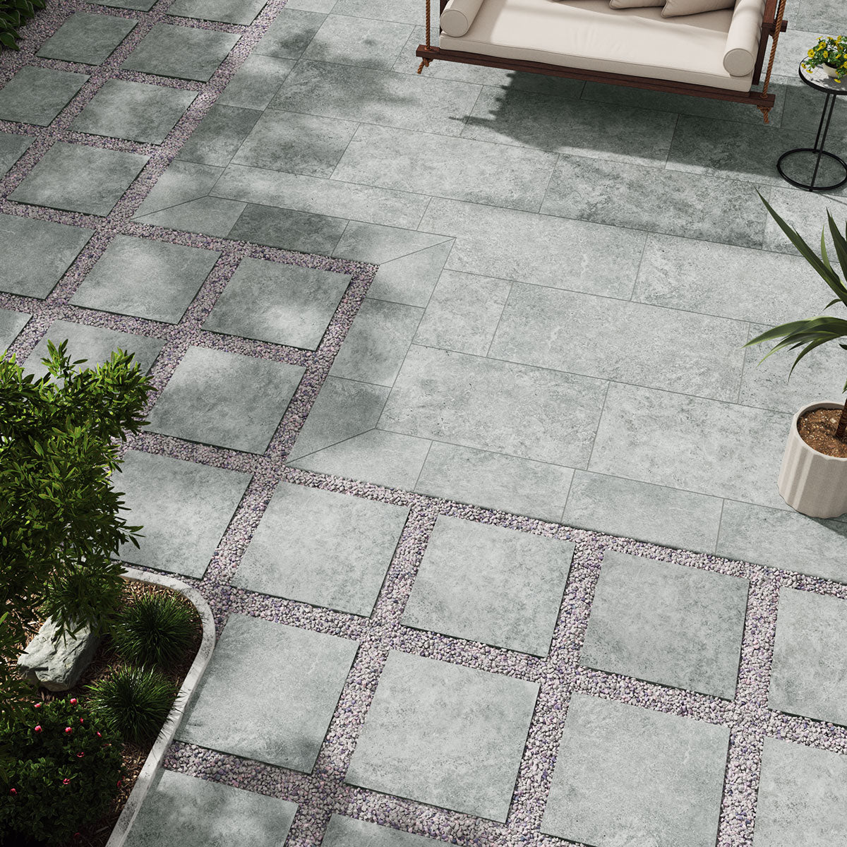 MSI Lunar Silver 24 x 24 Matte Porcelain paver (LPAVNLUNSIL2424) – MSI room scene