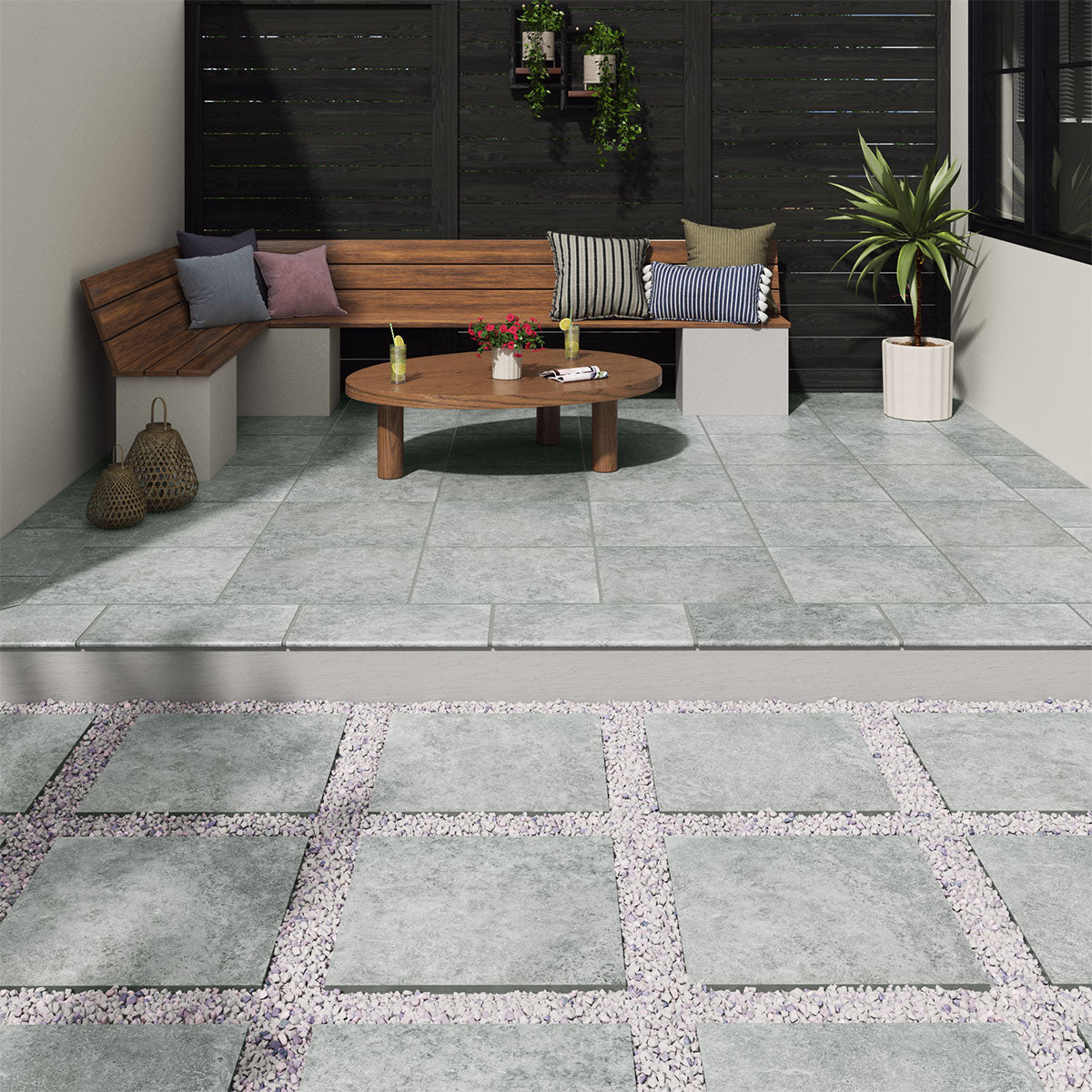 MSI Lunar Silver 24 x 48 Matte Porcelain paver (LPAVNLUNSIL2448) – MSI room scene