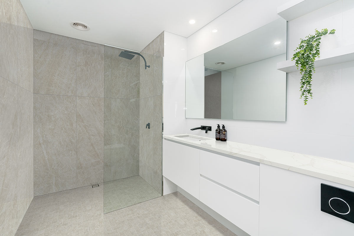 MSI Taja Ivory 24 x 24 Matte Porcelain tile (NTAJIVO2424) – MSI room scene (bathroom)