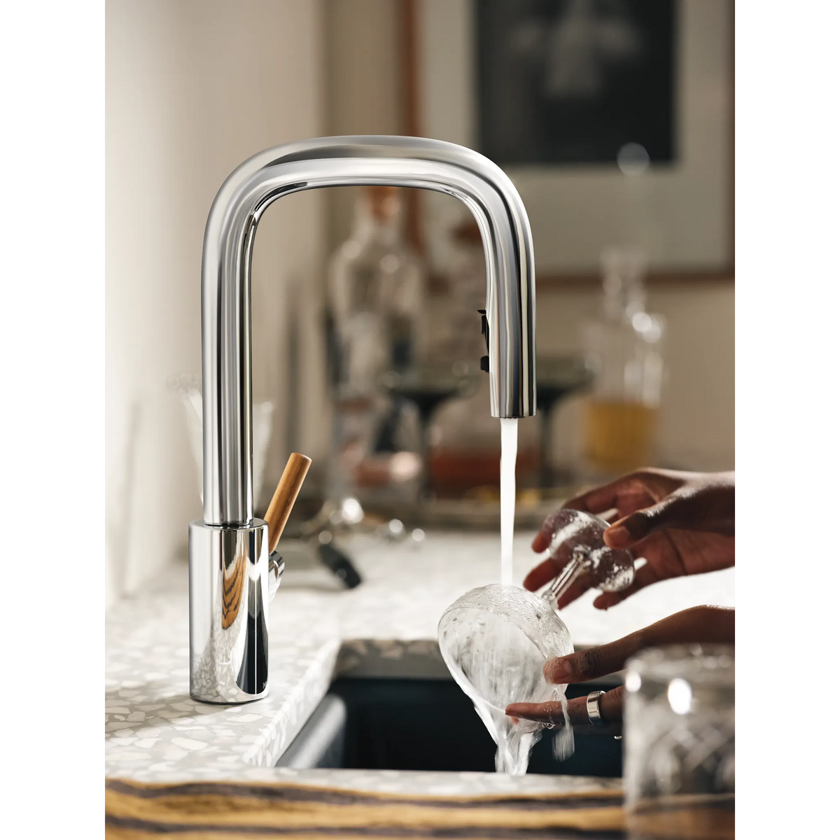 Moen Tenon Single-Handle High-Arc Pulldown Bar Faucet S64001 in Chrome (S64001) - view 4