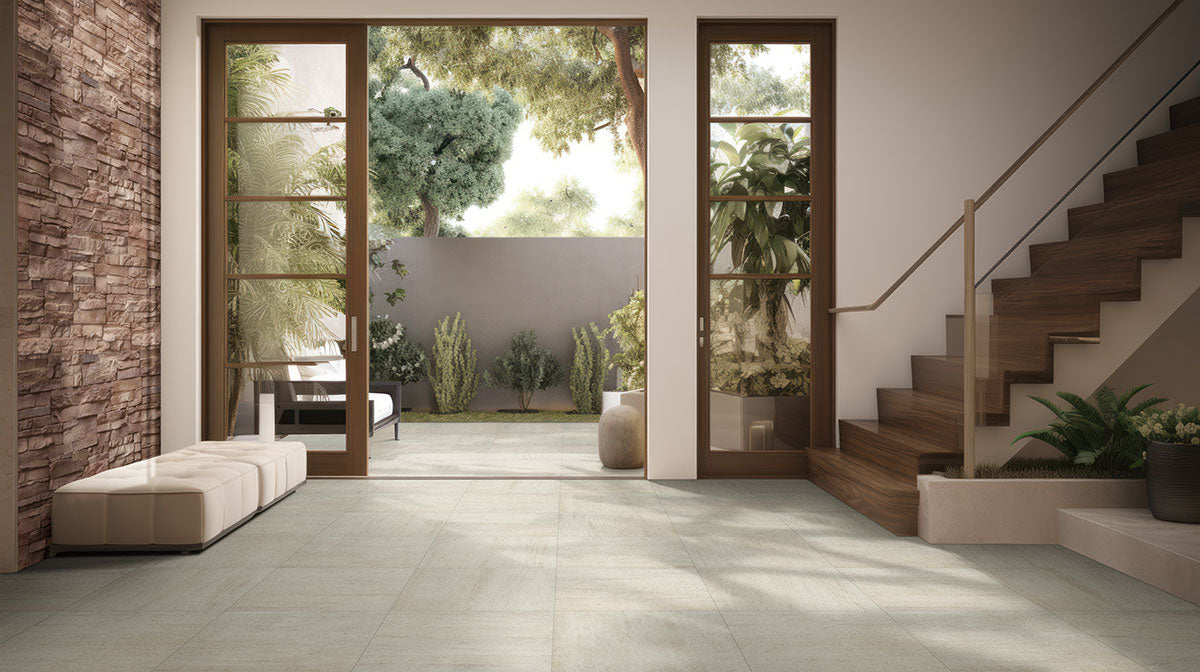MSI Living Style Beige 24 x 24 Matte Porcelain paver (LPAVNLIVBEI2424) – MSI room scene (living room)