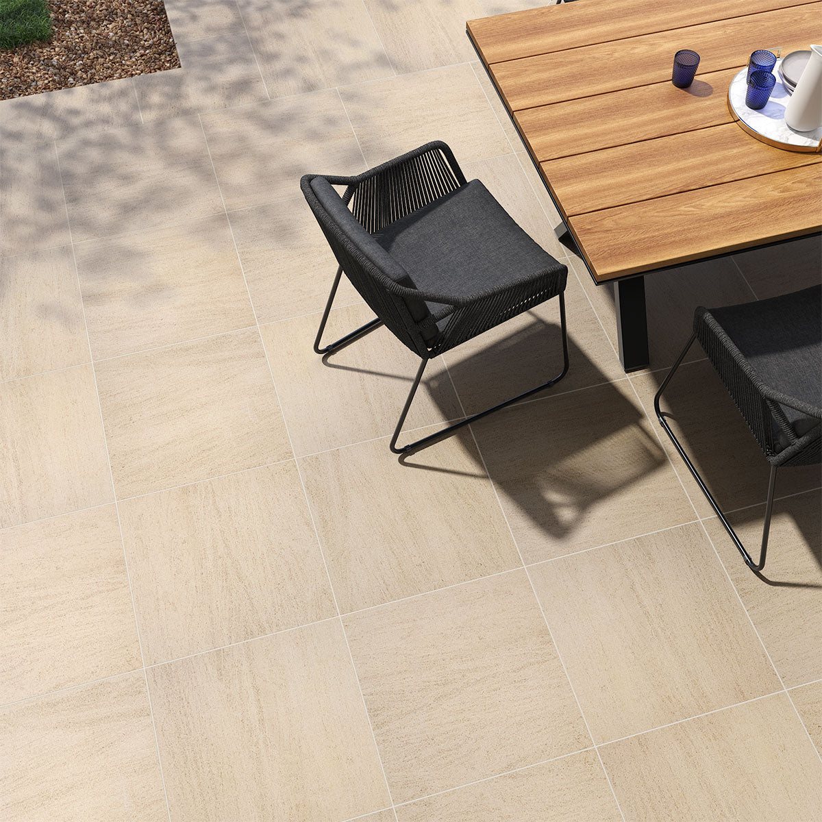 MSI Living Style Beige 24 x 24 Matte Porcelain paver (LPAVNLIVBEI2424) – MSI room scene (living room)
