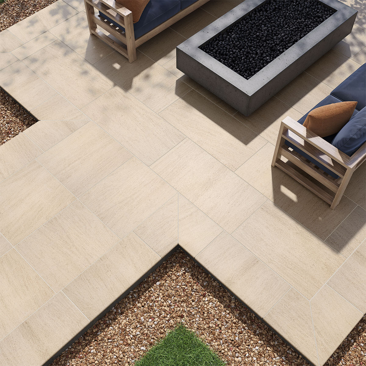 MSI Living Style Beige 18 x 36 Matte Porcelain paver (LPAVNLIVBEI1836) – MSI room scene (living room)