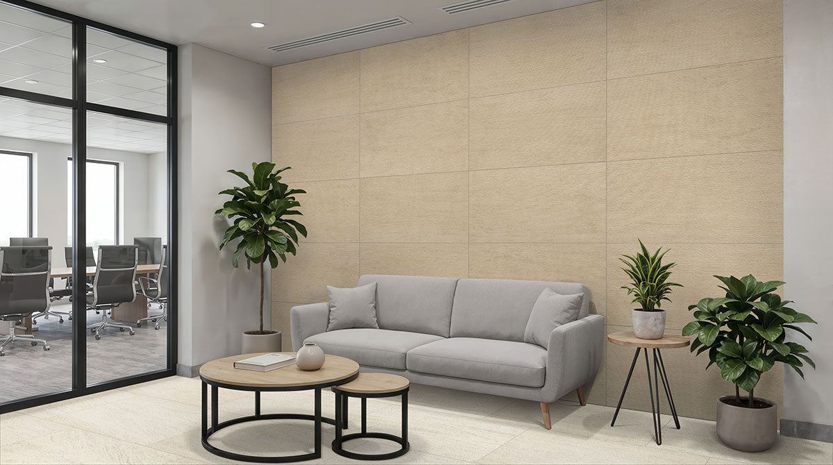 MSI Living Style Beige Ridge 24 x 48 Matte Porcelain tile (NLIVSTYBEIRID2448) – MSI room scene (living room)