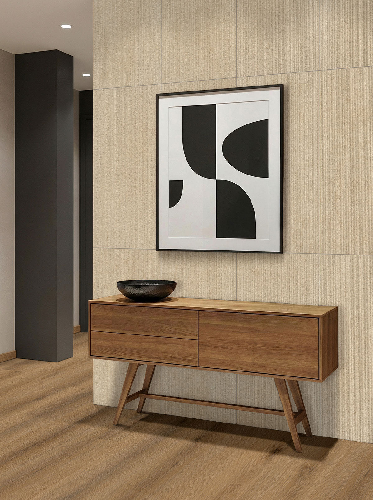 MSI Living Style Beige Ridge 24 x 48 Matte Porcelain tile (NLIVSTYBEIRID2448) – MSI room scene (entryway)