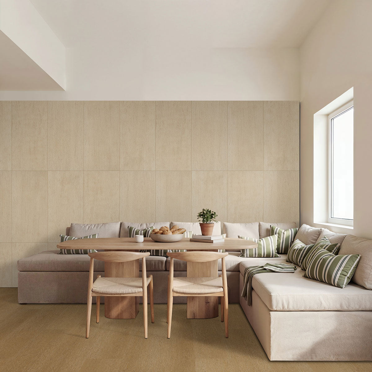 MSI Living Style Beige Ridge 24 x 48 Matte Porcelain tile (NLIVSTYBEIRID2448) – MSI room scene (living room)