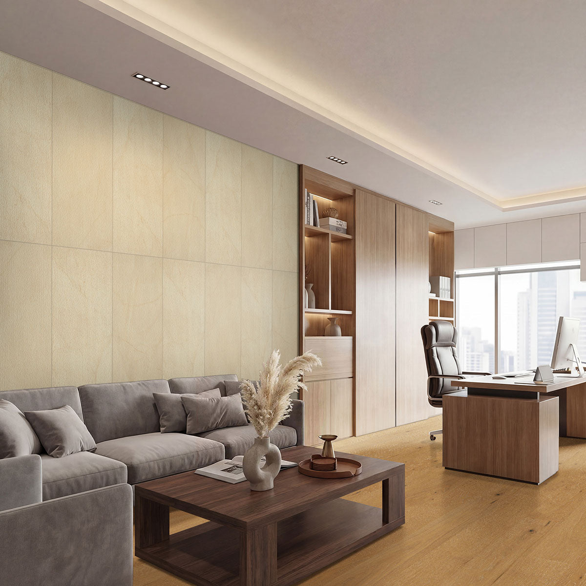 MSI Living Style Cream Ridge 24 x 48 Matte Porcelain tile (NLIVSTYCRERID2448) – MSI room scene (living room)