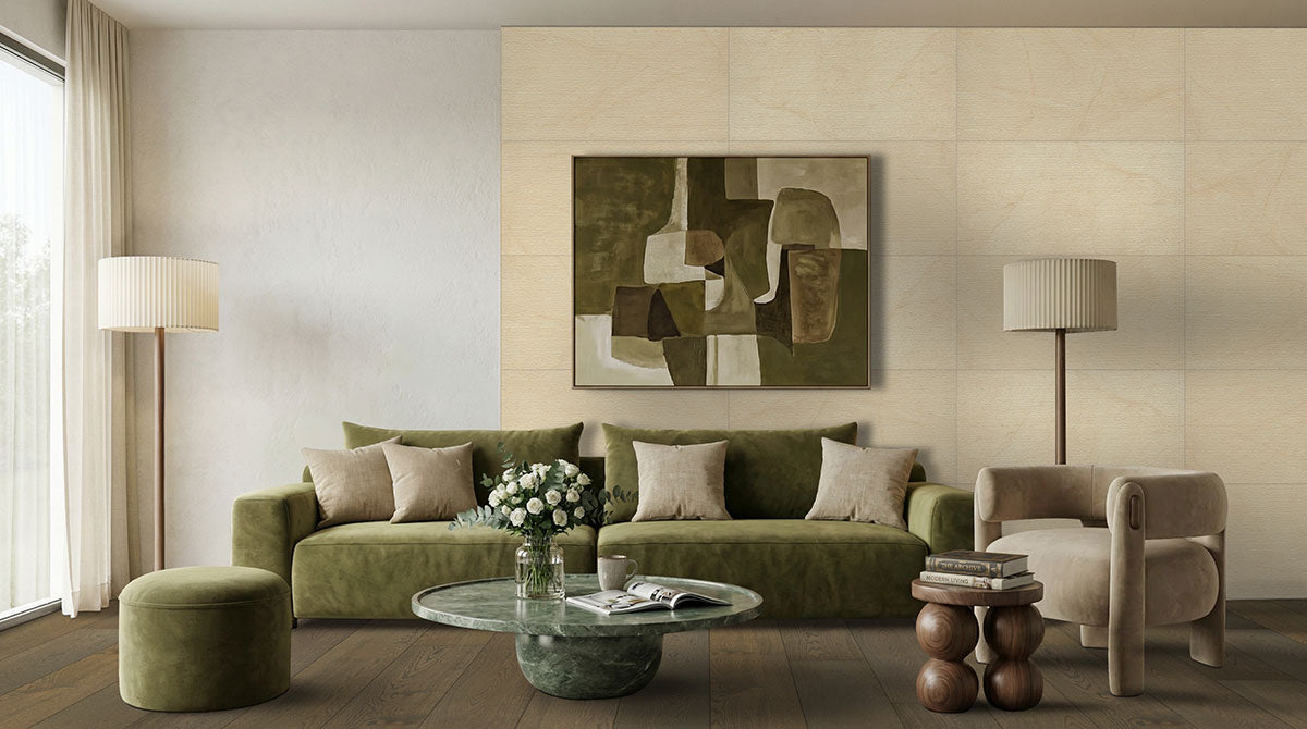 MSI Living Style Cream Ridge 24 x 48 Matte Porcelain tile (NLIVSTYCRERID2448) – MSI room scene (living room)