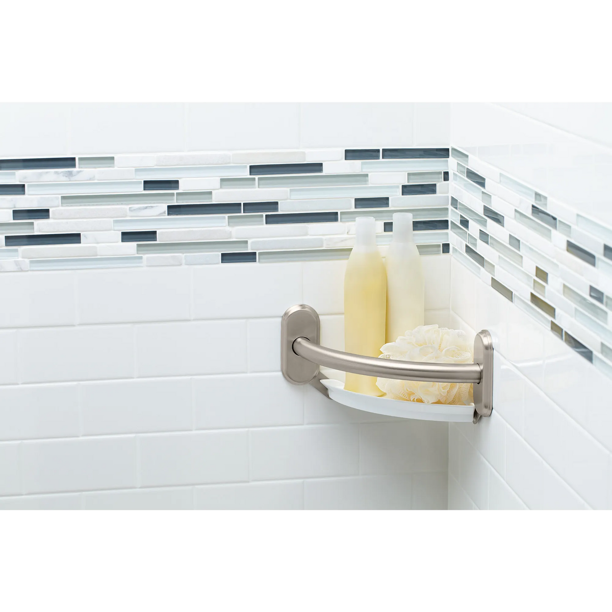 Moen 9" Grab Bar With Corner Shelf LR2354D in Brushed Nickel (LR2354DBN) - view 3