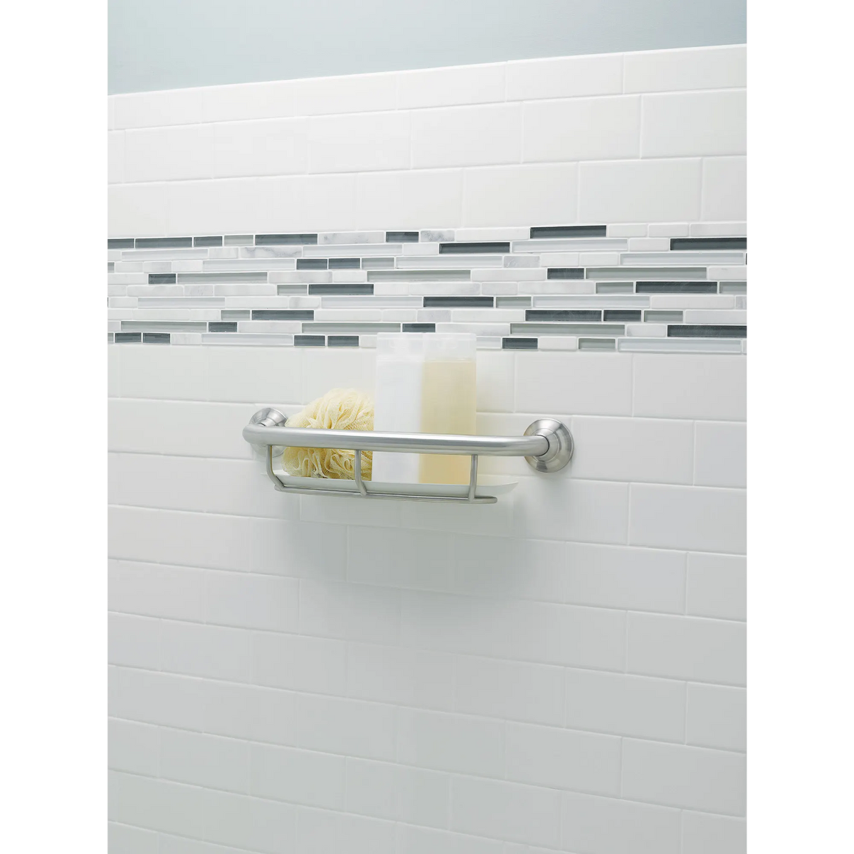 Moen 16" Grab Bar With Shelf LR2356D in Brushed Nickel (LR2356DBN) - view 3