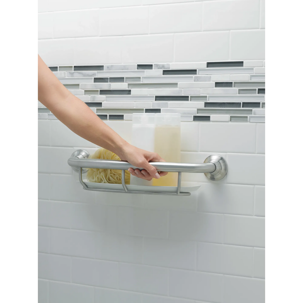 Moen 16" Grab Bar With Shelf LR2356D in Brushed Nickel (LR2356DBN) - view 2