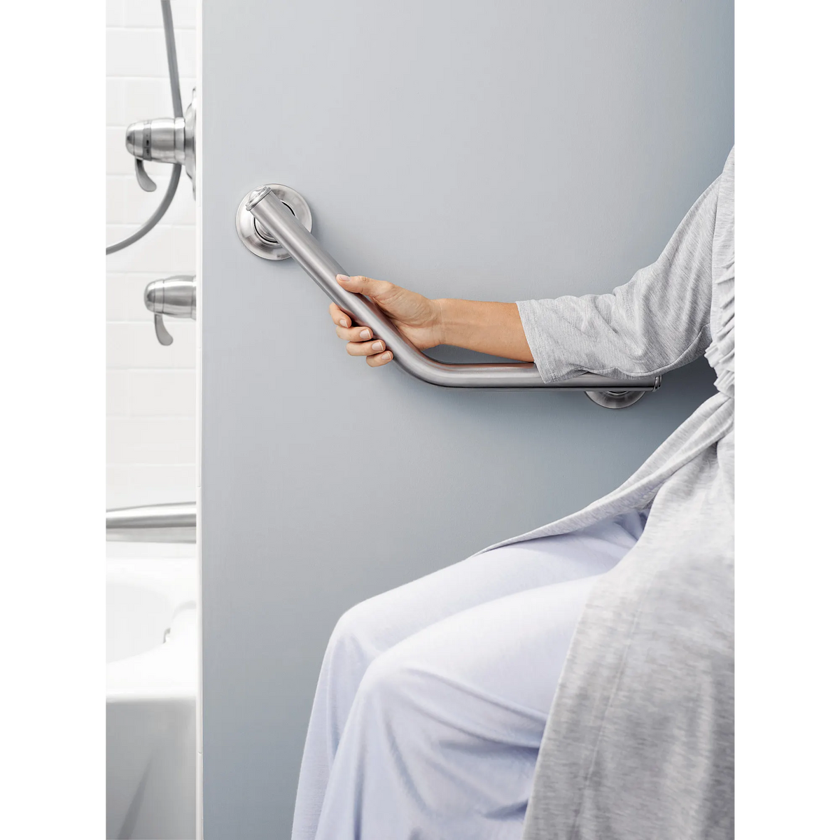 Moen 16" Angled Grab Bar LRA8716D1G in Brushed Nickel (LRA8716D1GBN) - view 6
