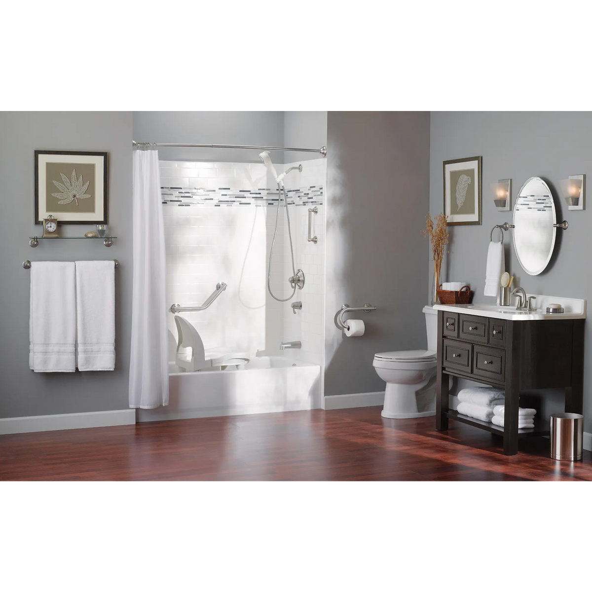 Moen 16" Angled Grab Bar LRA8716D1G in Brushed Nickel (LRA8716D1GBN) - view 5