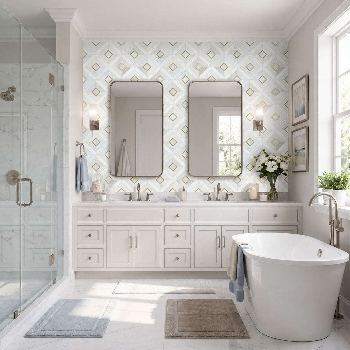 MSI Verona Gold Pattern Stone Metal Blend mosaic (SMOT-SMTL-VERGOL8MM) – MSI room scene