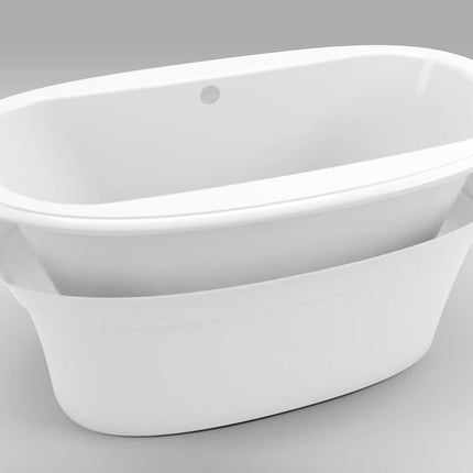 Delsia 6636 AcrylX Freestanding Center Drain Bathtub in White with White Skirt - Plumbing Market