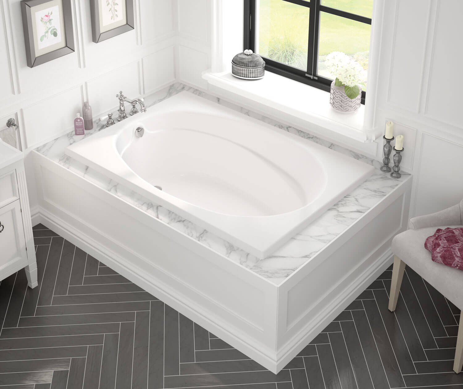 Temple 60 x 41 Acrylic Alcove End Drain Bathtub in White - Plumbing Market