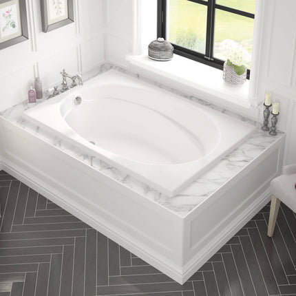 Temple 60 x 41 Acrylic Alcove End Drain Bathtub in White - Plumbing Market