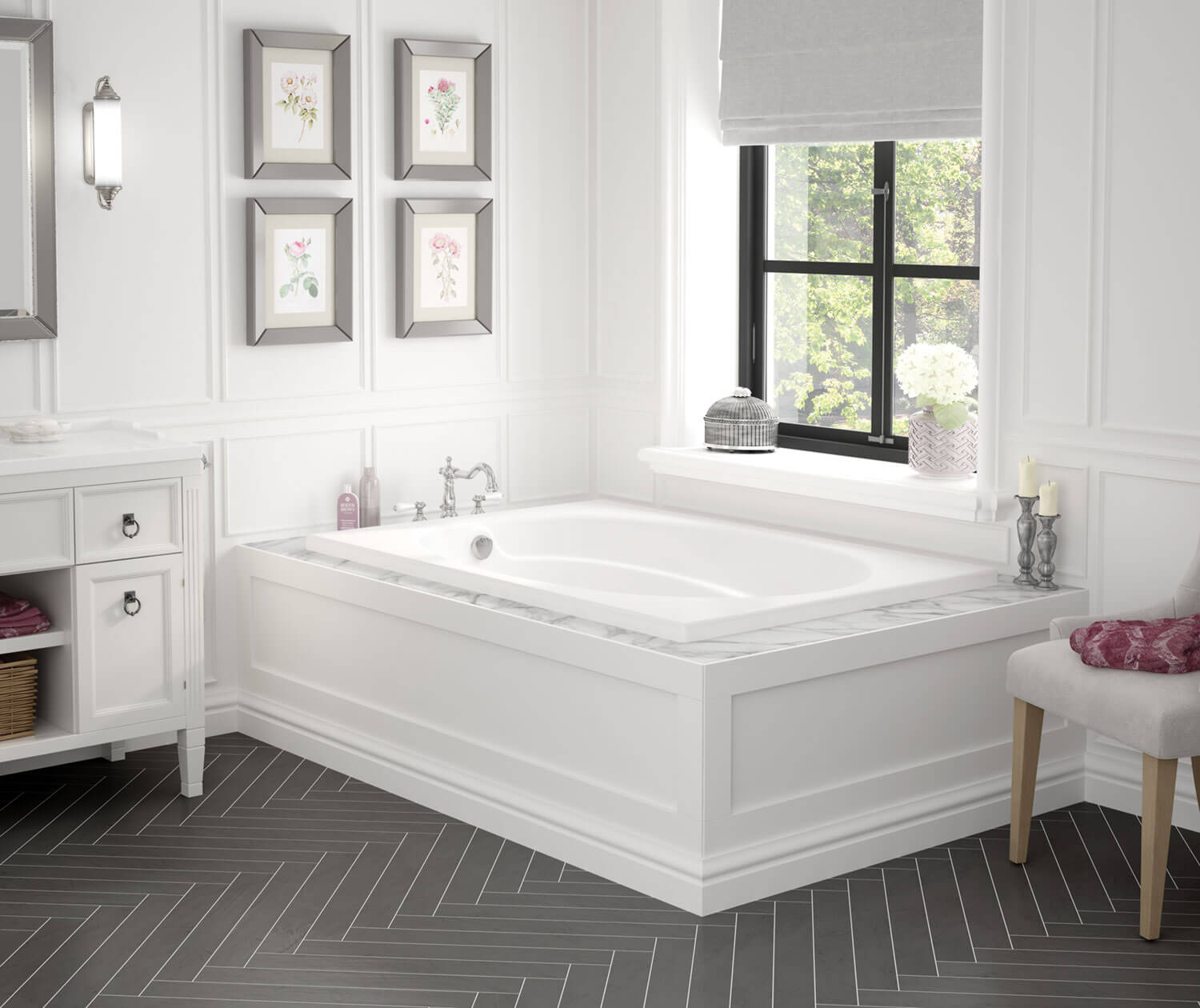 Temple 60 x 41 Acrylic Alcove End Drain Bathtub in White - Plumbing Market