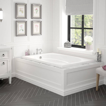 Temple 60 x 41 Acrylic Alcove End Drain Bathtub in White - Plumbing Market