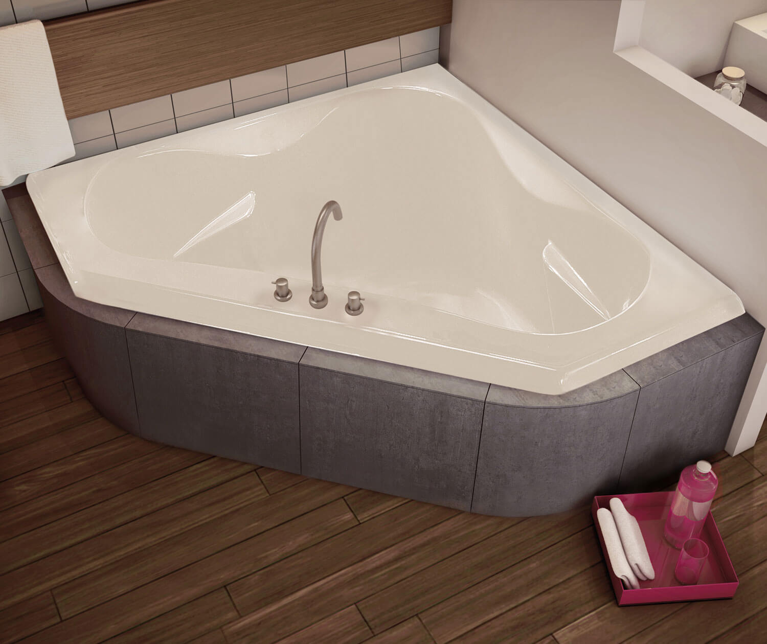 Tryst 59 x 59 Acrylic Corner Center Drain Bathtub in White - Plumbing Market