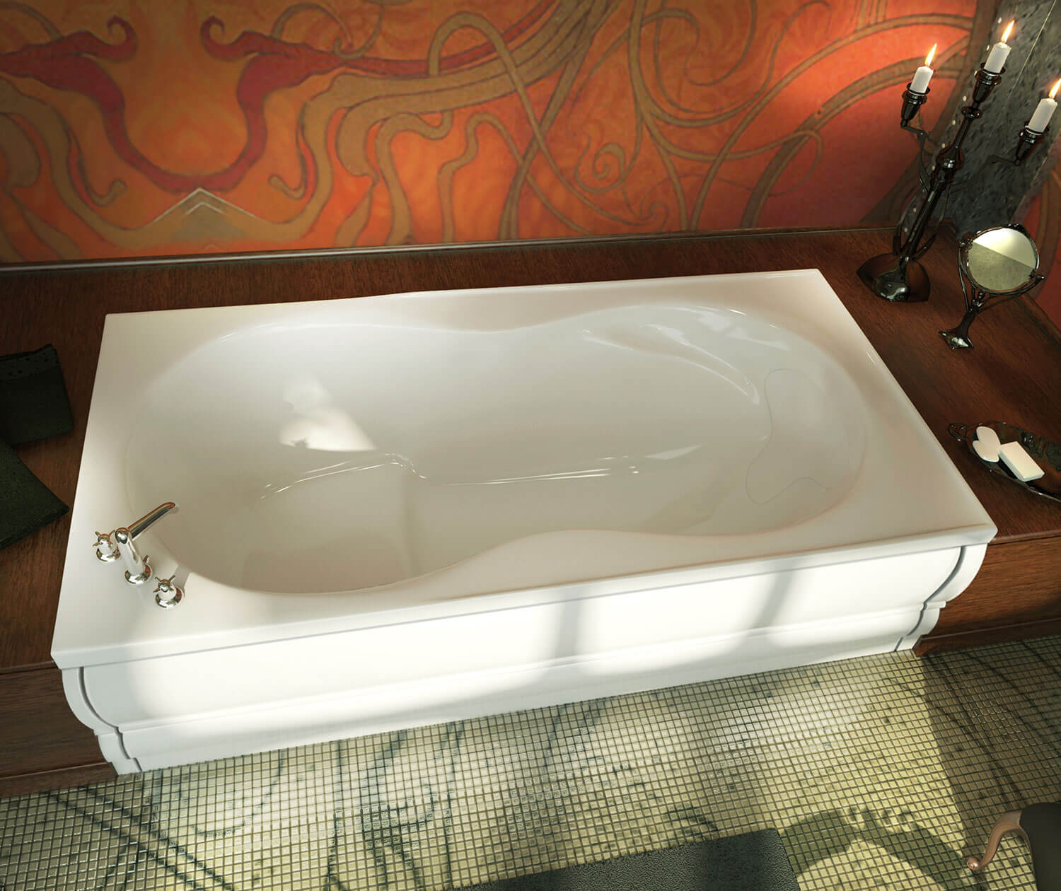 Melodie 66 x 33 Acrylic Alcove Center Drain Bathtub in White - Plumbing Market