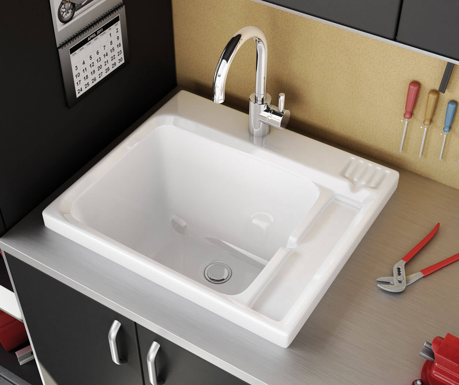 Maax Evia 25 x 22 Acrylic Single Bowl Sink in White 100898-000-001-000 - Plumbing Market