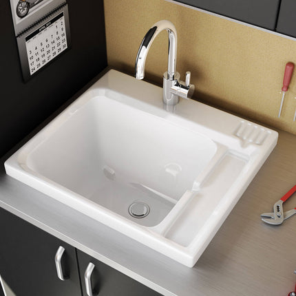 Maax Evia 25 x 22 Acrylic Single Bowl Sink in White 100898-000-001-000 - Plumbing Market