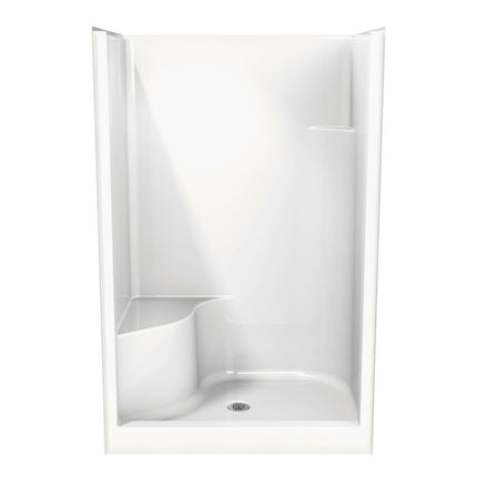 Carlton I 48 x 35 AcrylX Alcove Center Drain One-Piece Shower in White - Plumbing Market