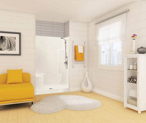 Carlton I 48 x 35 AcrylX Alcove Center Drain One-Piece Shower in White - Plumbing Market