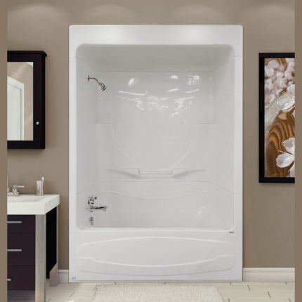 Figaro I 59 x 32 Acrylic Alcove Left-Hand Drain One-Piece Tub Shower in White - Plumbing Market