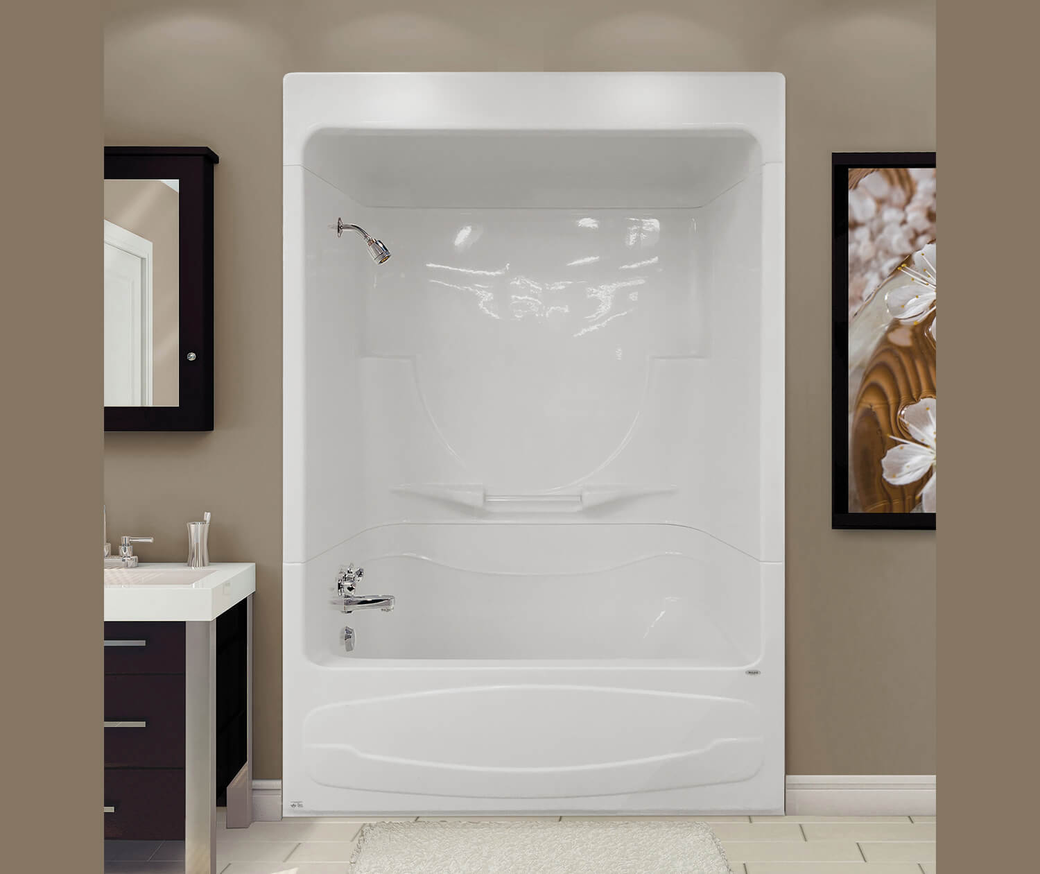 Figaro I 59 x 32 Acrylic Alcove Left-Hand Drain One-Piece Tub Shower in White - Plumbing Market