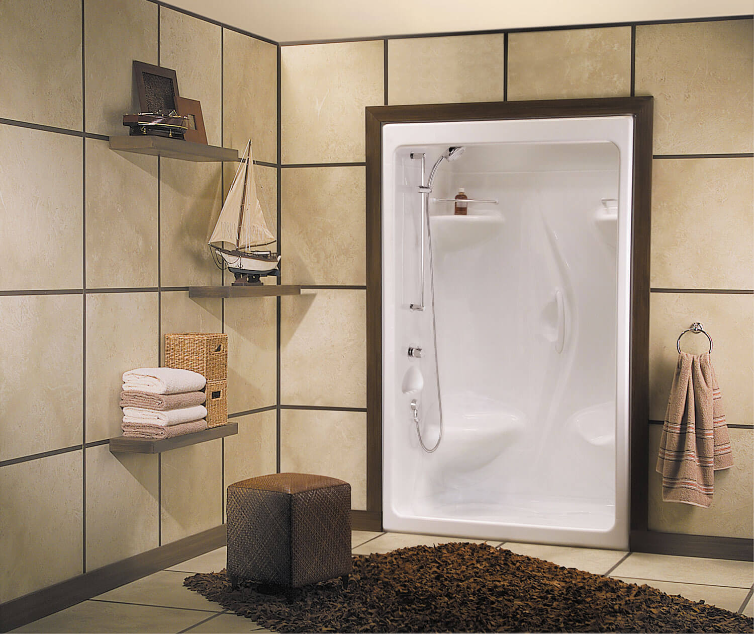 Stamina 48-I 51 x 36 Acrylic Alcove Center Drain One-Piece Shower in White - Plumbing Market
