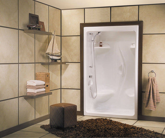 Maax Stamina 48-I 51 x 36 Acrylic Alcove Center Drain Three-Piece Shower in White 101139-000-001-102 - Plumbing Market