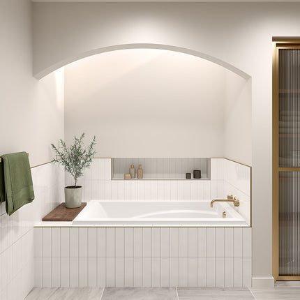 Optik 6032 Acrylic Alcove End Drain Bathtub in White - Plumbing Market