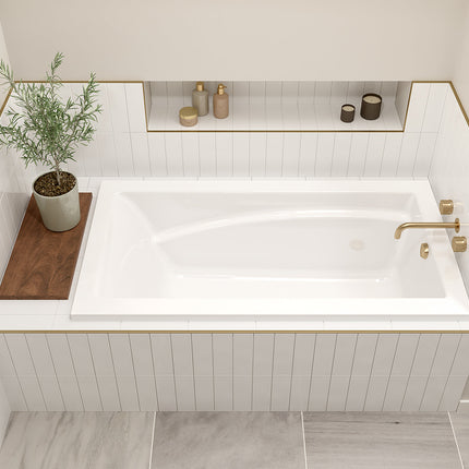 Optik 6032 Acrylic Alcove End Drain Bathtub in White - Plumbing Market