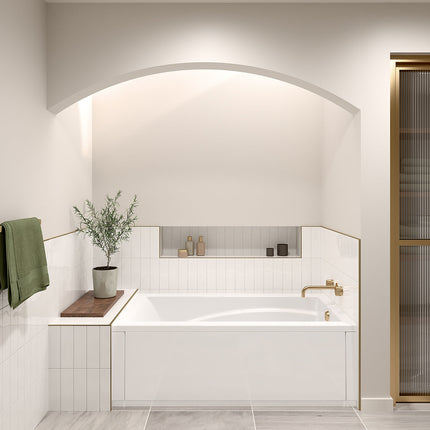 Optik 6032 Acrylic Alcove End Drain Bathtub in White - Plumbing Market