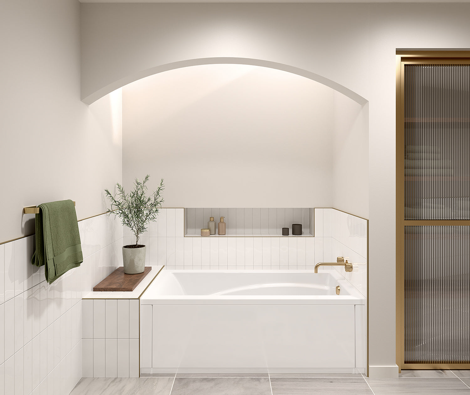 Optik 6032 Acrylic Alcove End Drain Bathtub in White - Plumbing Market