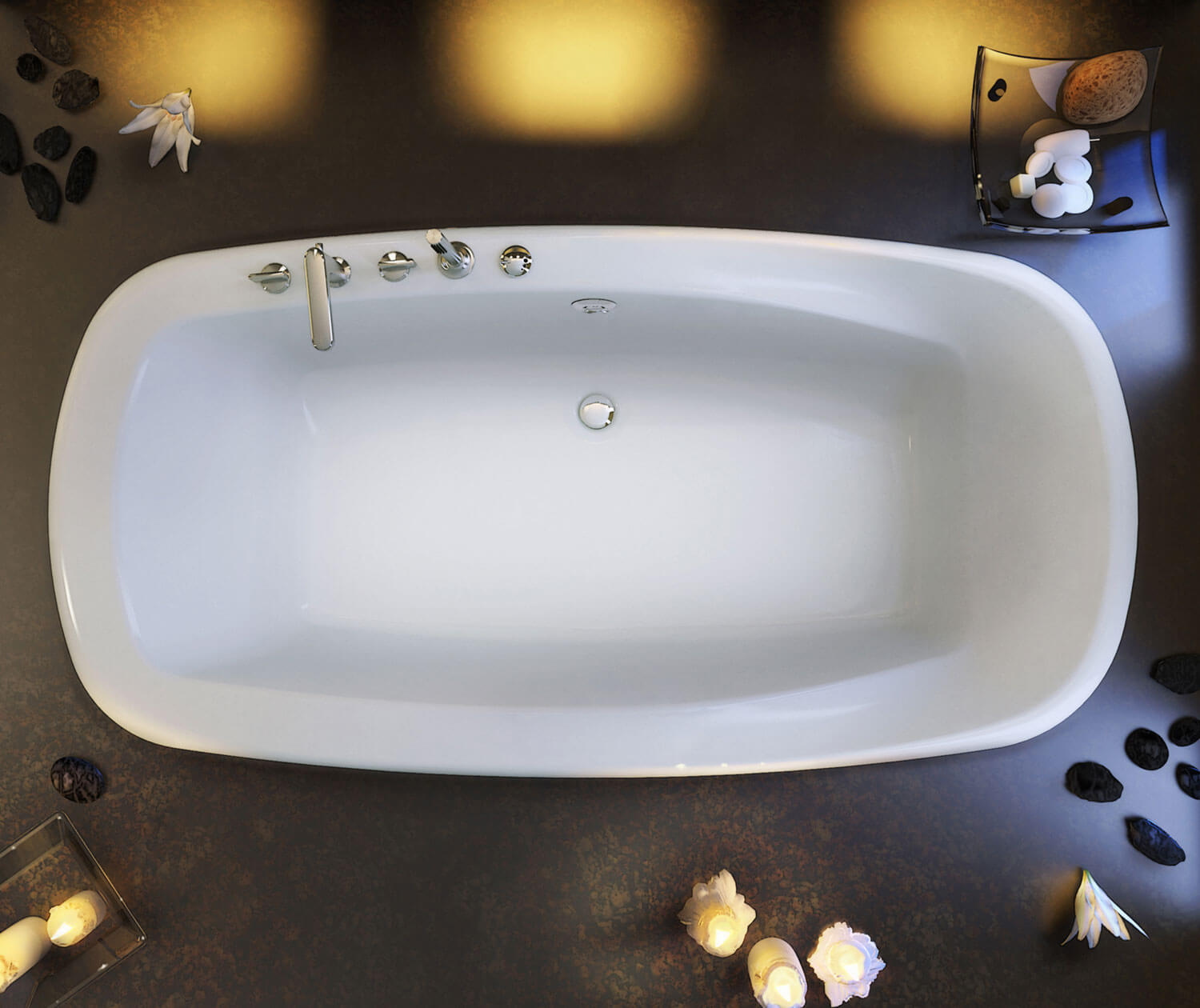 Eterne 7242 Acrylic Drop-in Center Drain Bathtub in White - Plumbing Market