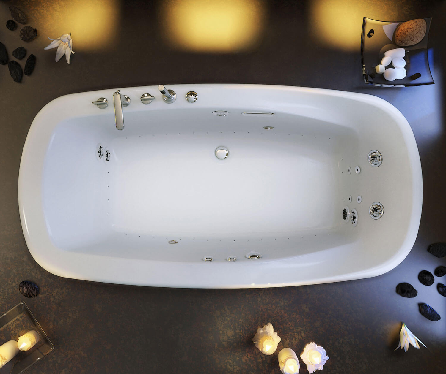 Eterne 7242 Acrylic Drop-in Center Drain Bathtub in White - Plumbing Market