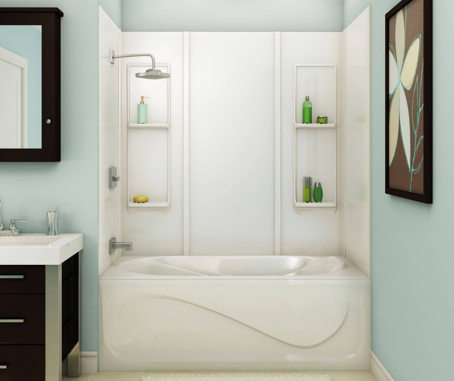 Elan 59 61 x 32 Acrylic Glue up Five-Piece Tub Wall Surround in White - Plumbing Market