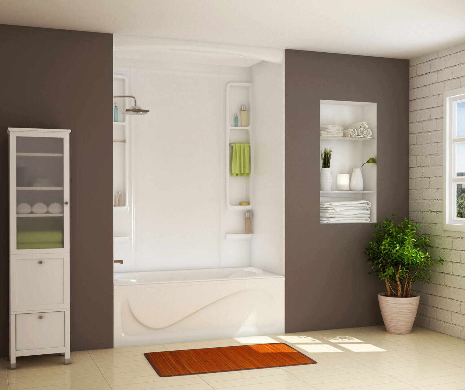 Finesse 80 61 x 34 Acrylic Glue up Five-Piece Tub Wall Surround in White - Plumbing Market