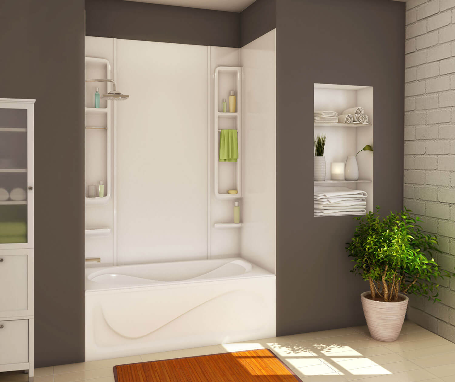 Finesse 80 61 x 34 Acrylic Glue up Five-Piece Tub Wall Surround in White - Plumbing Market