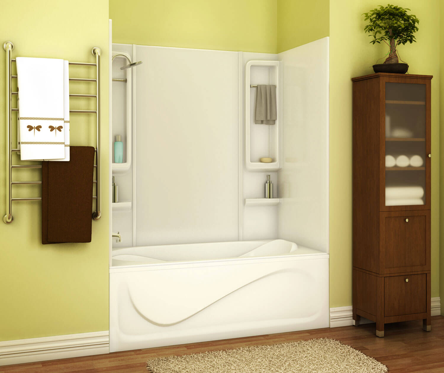 Finesse 59 61 x 34 Acrylic Glue up Five-Piece Tub Wall Surround in White - Plumbing Market