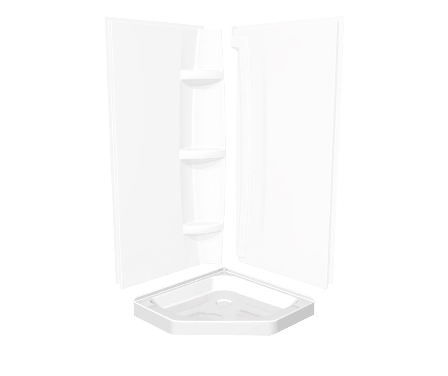 Neo-Angle Base 38 3 in. 38 x 38 Acrylic Corner Left or Right Shower Base with Corner Drain in White - Plumbing Market