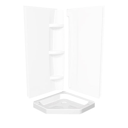 Neo-Angle Base 42 3 in. 42 x 42 Acrylic Corner Left or Right Shower Base with Corner Drain in White - Plumbing Market