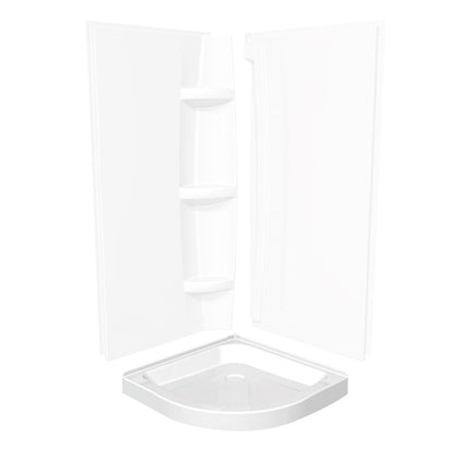 Neo-Round Base 32 3 in. 32 x 32 Acrylic Corner Left or Right Shower Base with Corner Drain in White - Plumbing Market