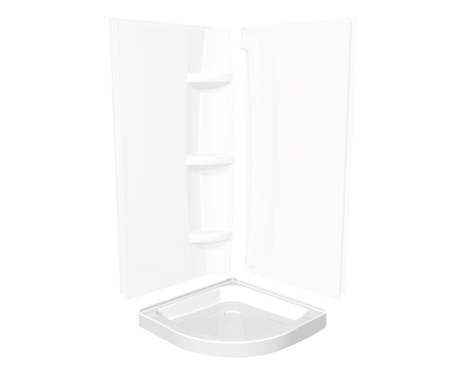 Neo-round Base 36 3 in. 36 x 36 Acrylic Corner Left or Right Shower Base with Corner Drain in White - Plumbing Market