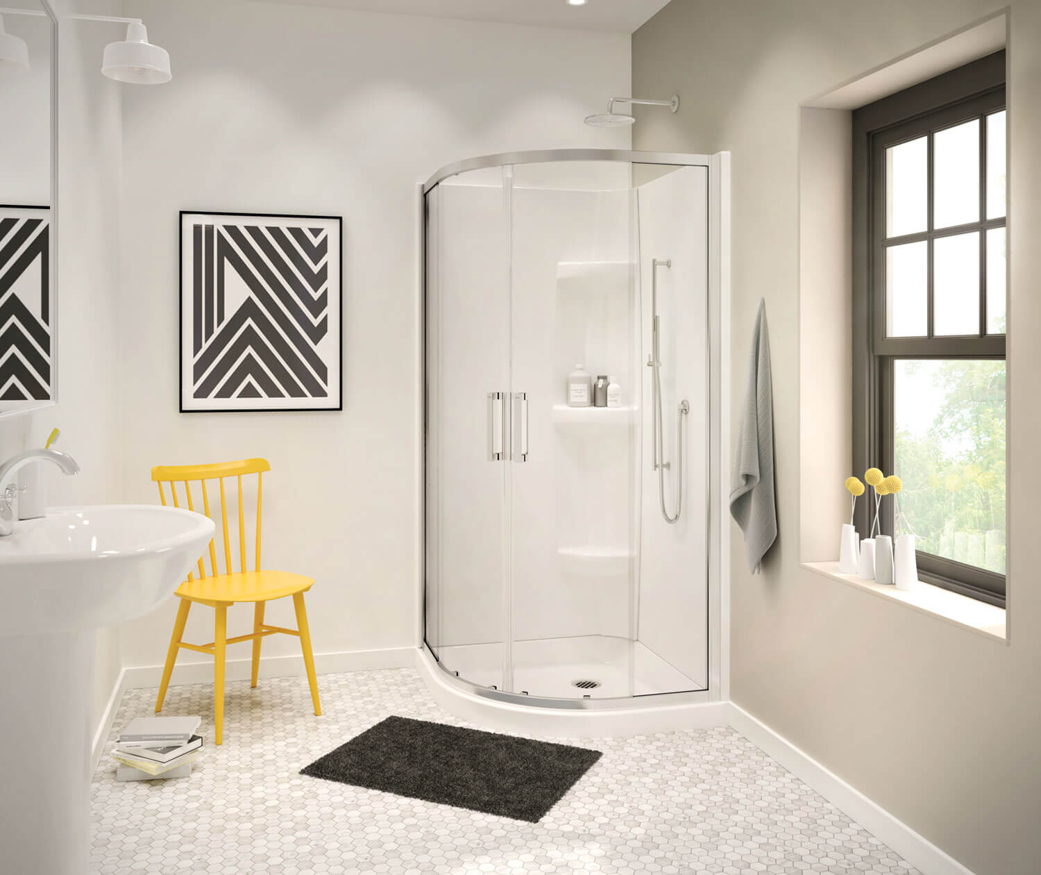 Neo-round Base 36 3 in. 36 x 36 Acrylic Corner Left or Right Shower Base with Corner Drain in White - Plumbing Market